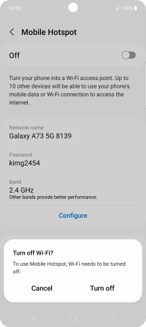 If Wi-Fi is turned on, press Turn off.