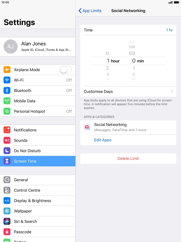 Press Customise Days.