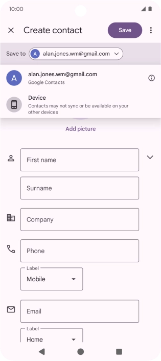Press the required Google account.