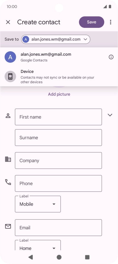 Press the required Google account.