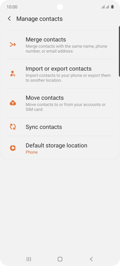 Press Import or export contacts.