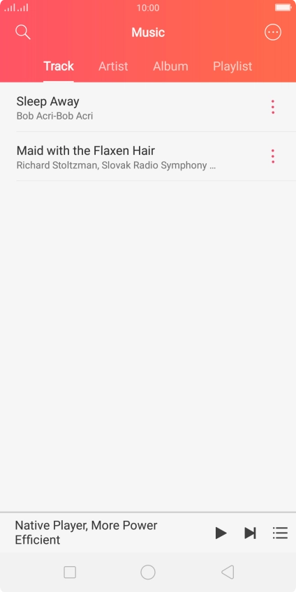Press the required category and go to the required audio file.