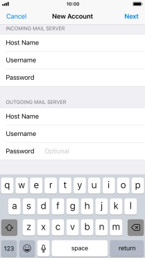 Press Password and key in the password for your email account. Please note that if you're using Vodafone's outgoing server, leave the password field empty.
