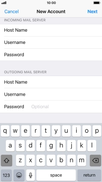 Press Password and key in the password for your email account. Please note that if you're using Vodafone's outgoing server, leave the password field empty.