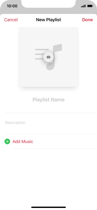 Press the text input field and key in a name for the playlist.