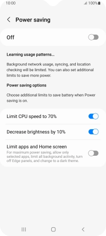 Press the indicators next to the required settings.