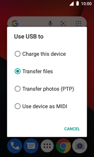 Press Transfer files.