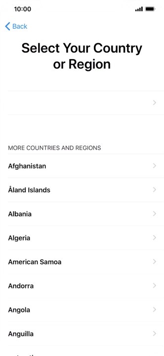 Press the required country or area.