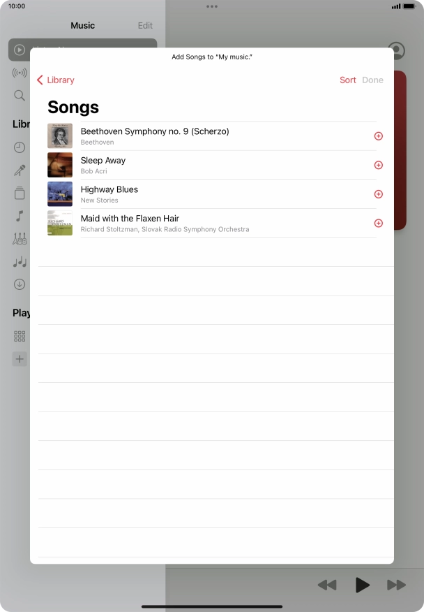 Go to the required category and press the required audio file.