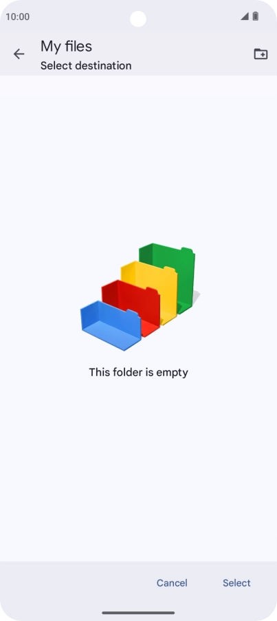 To create a new folder, press the new folder icon and follow the instructions on the screen to create a new folder.