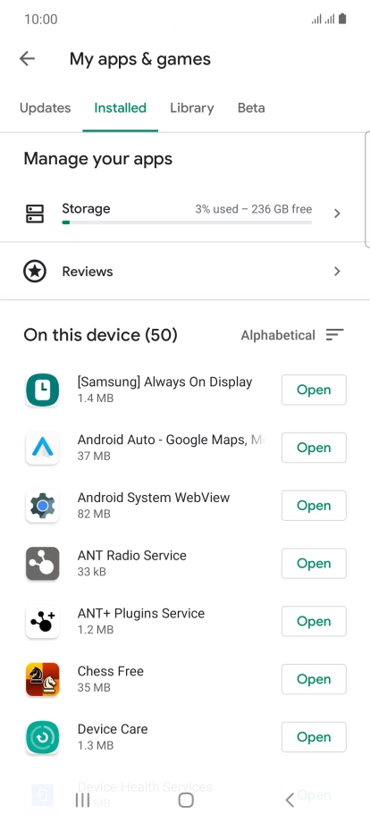 Press the required app.
