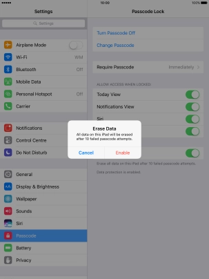 If you turn on the function, press Enable.