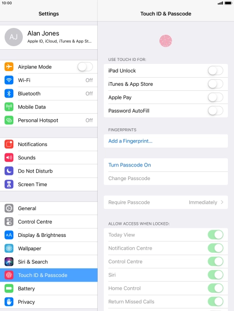 Press Add a Fingerprint... and follow the instructions on the screen to add your fingerprint.