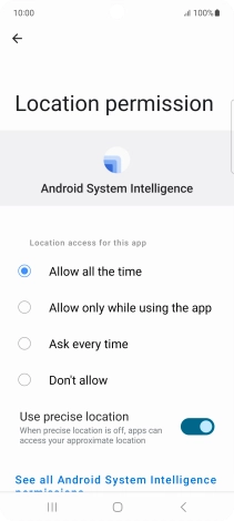 Press the required setting.