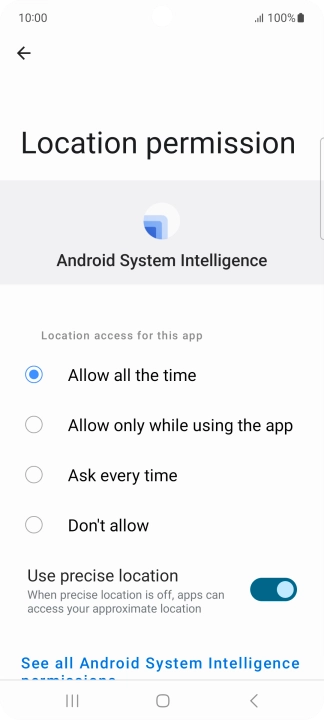 Press the required setting.
