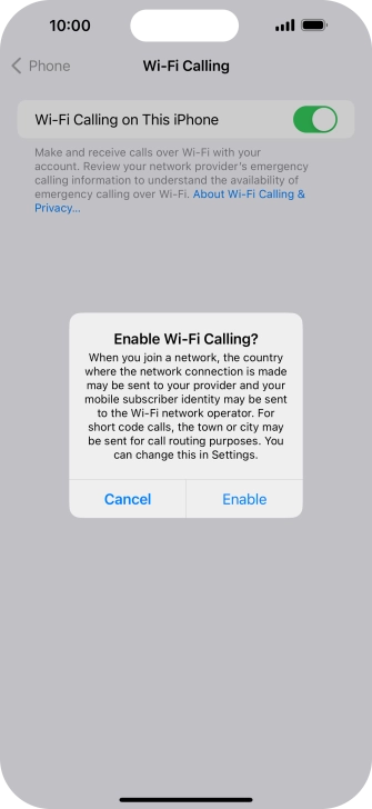If you turn on the function, press Enable.