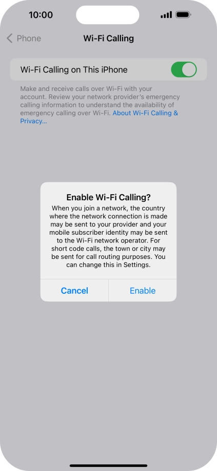 If you turn on the function, press Enable.