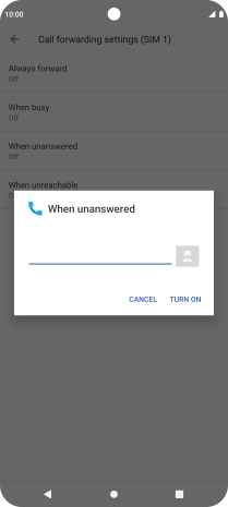 Key in +61414121121 and press TURN ON.