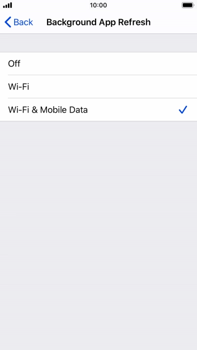 To turn off background refresh of apps, press Off.