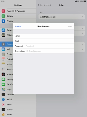 Press Password and key in the password for your email account.