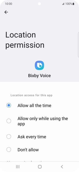 Press the required setting.