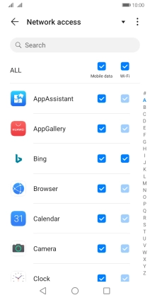 Press the field next to the application name in the 