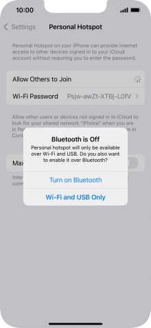 If Wi-Fi is turned on, press Wi-Fi and USB Only.