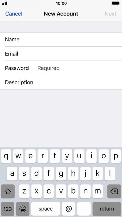 Press Password and key in the password for your email account.