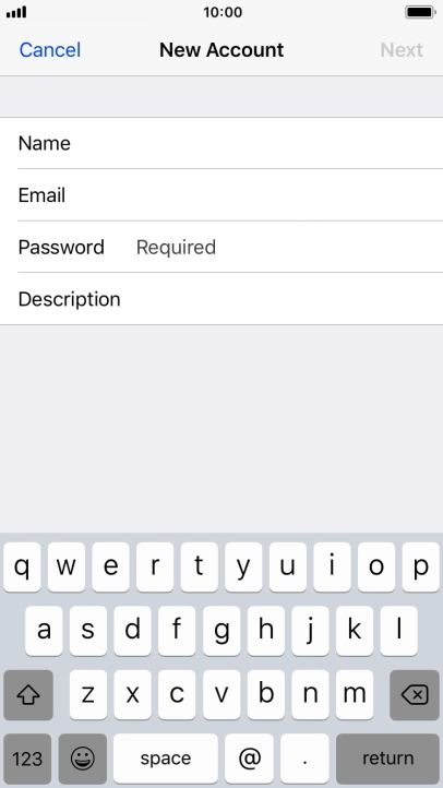 Press Password and key in the password for your email account.