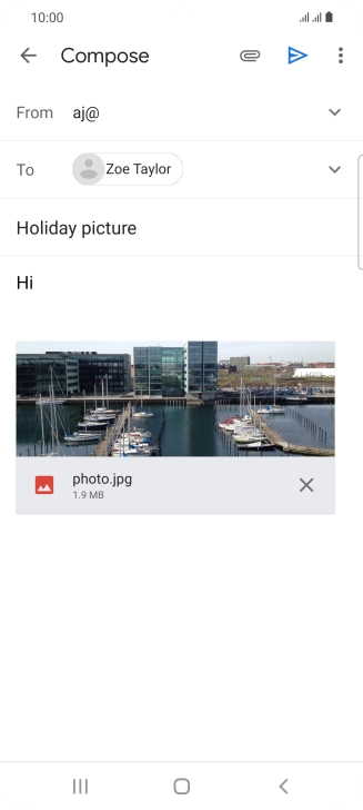 Press the send icon when you've finished your email message.