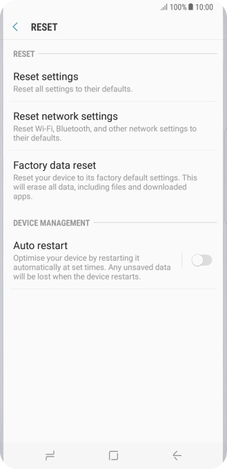 Press Factory data reset.
