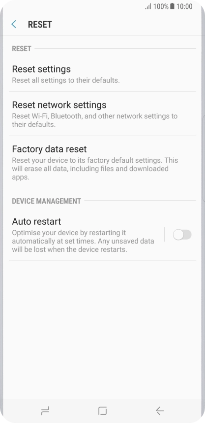 Press Factory data reset.
