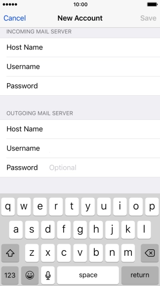 Press Password and key in the password for your email account.