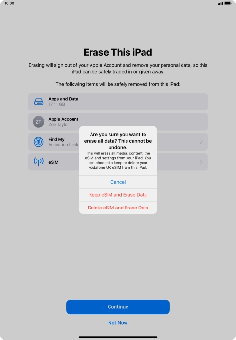 Press the required setting.