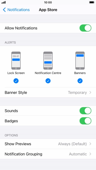 Press the indicator next to 