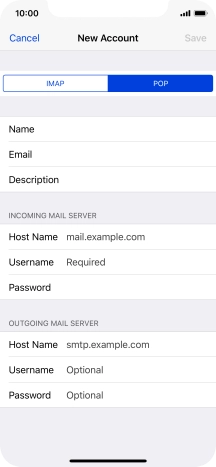 Press Host Name and key in the name of your email provider's incoming server.