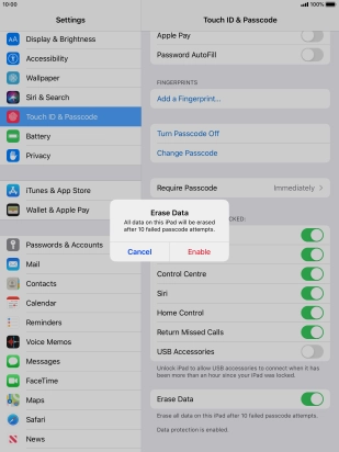 If you turn on the function, press Enable.