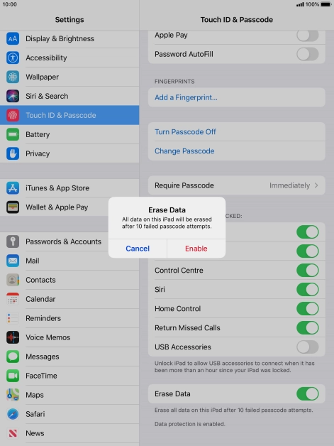 If you turn on the function, press Enable.