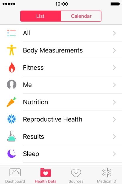 Press the required category.