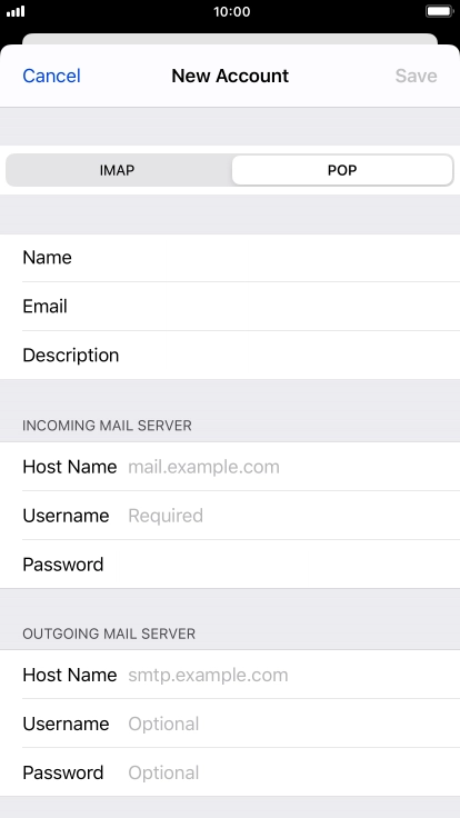 Press Host Name and key in the name of your email provider's incoming server.