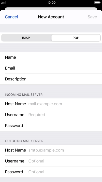 Press Host Name and key in the name of your email provider's incoming server.