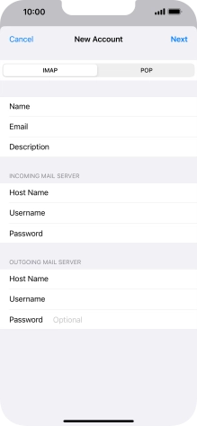 Press Password and key in the password for your email account. Please note that if you're using Vodafone's outgoing server, leave the password field empty.