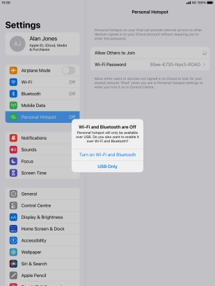 If Wi-Fi is turned off, press Turn on Wi-Fi and Bluetooth.