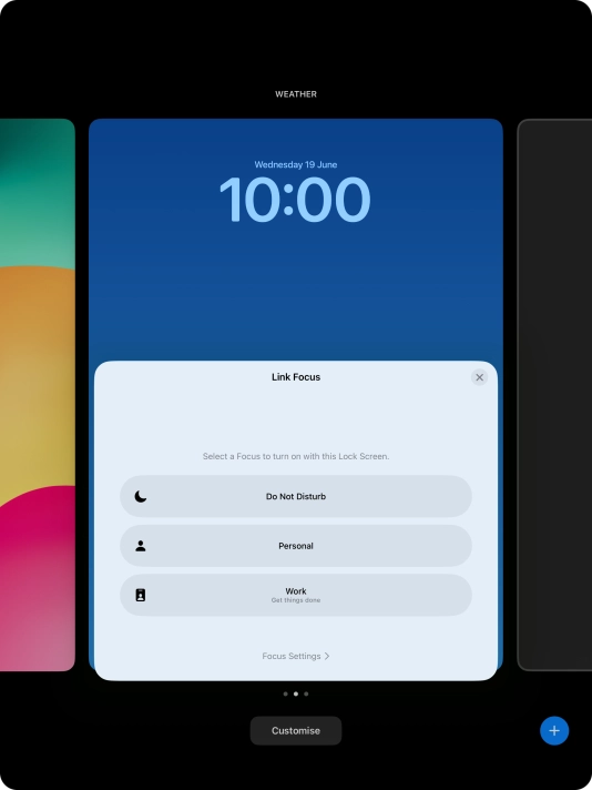 Press the required focus mode.