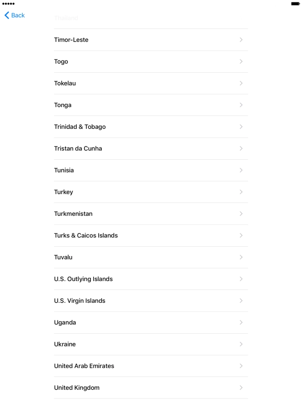 Press the required country or area.