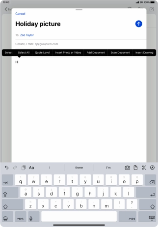 Press Insert Photo or Video and follow the instructions on the screen to attach a picture or a video clip.
