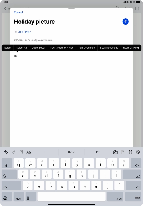 Press Insert Photo or Video and follow the instructions on the screen to attach a picture or a video clip.
