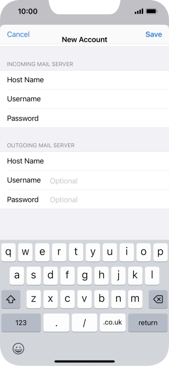 Press Username and key in the username for your email account. Please note that if you're using Vodafone's outgoing server, leave the username field empty.
