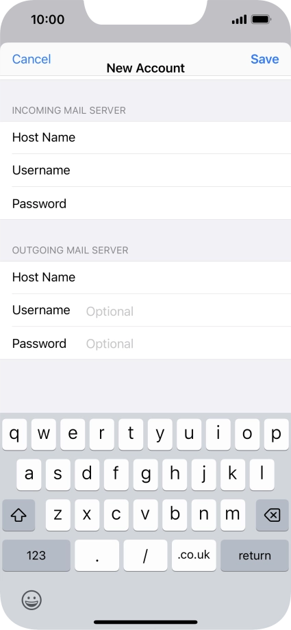 Press Username and key in the username for your email account. Please note that if you're using Vodafone's outgoing server, leave the username field empty.
