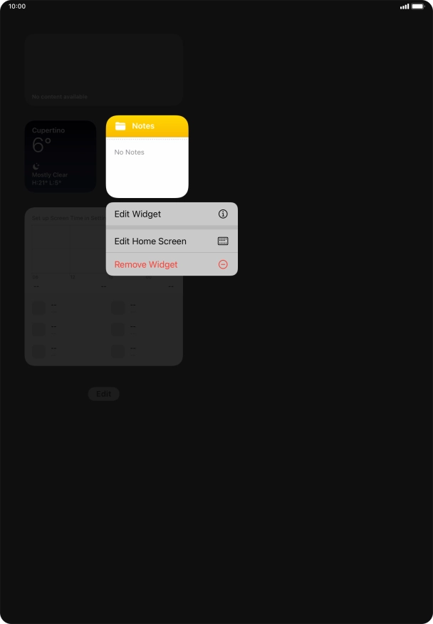 Press Remove Widget.